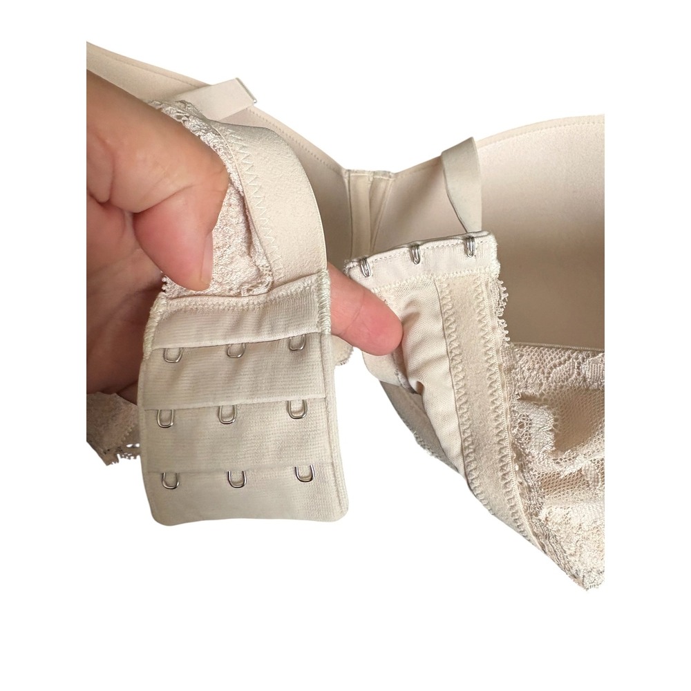 Montelle Intimates 36F Beige T-Shirt Bra Underwire Padded Lace‎ Trim Nude - Picture 4 of 6